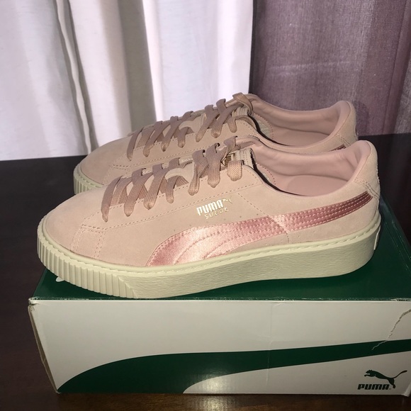 beige puma sneakers suede platform mono satin beige puma sneakers suede platform mono satin
